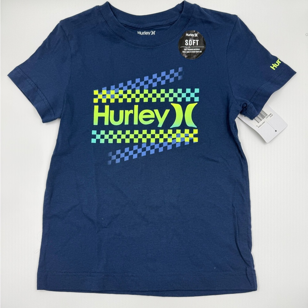 Hurley Kids Navy and Lime Graphic Tee